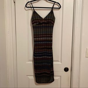 Multicolor Stripe Black Dress